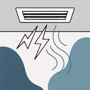 Abstract illustration of metallic noise from ducted ceiling air conditioning vents