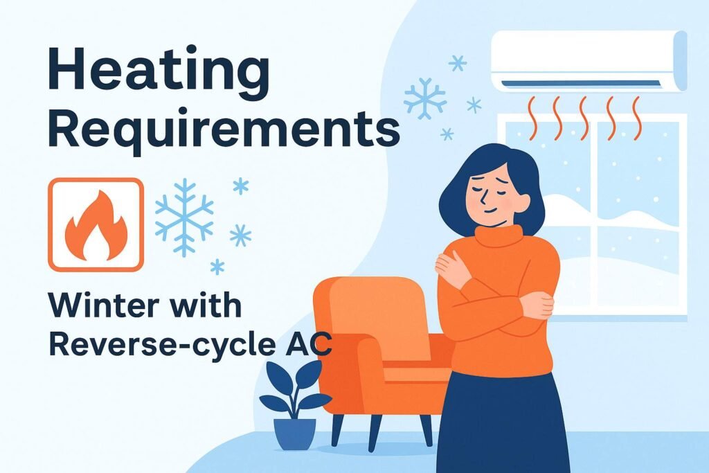 Reverse-cycle air conditioning providing efficient winter heating for homes.
