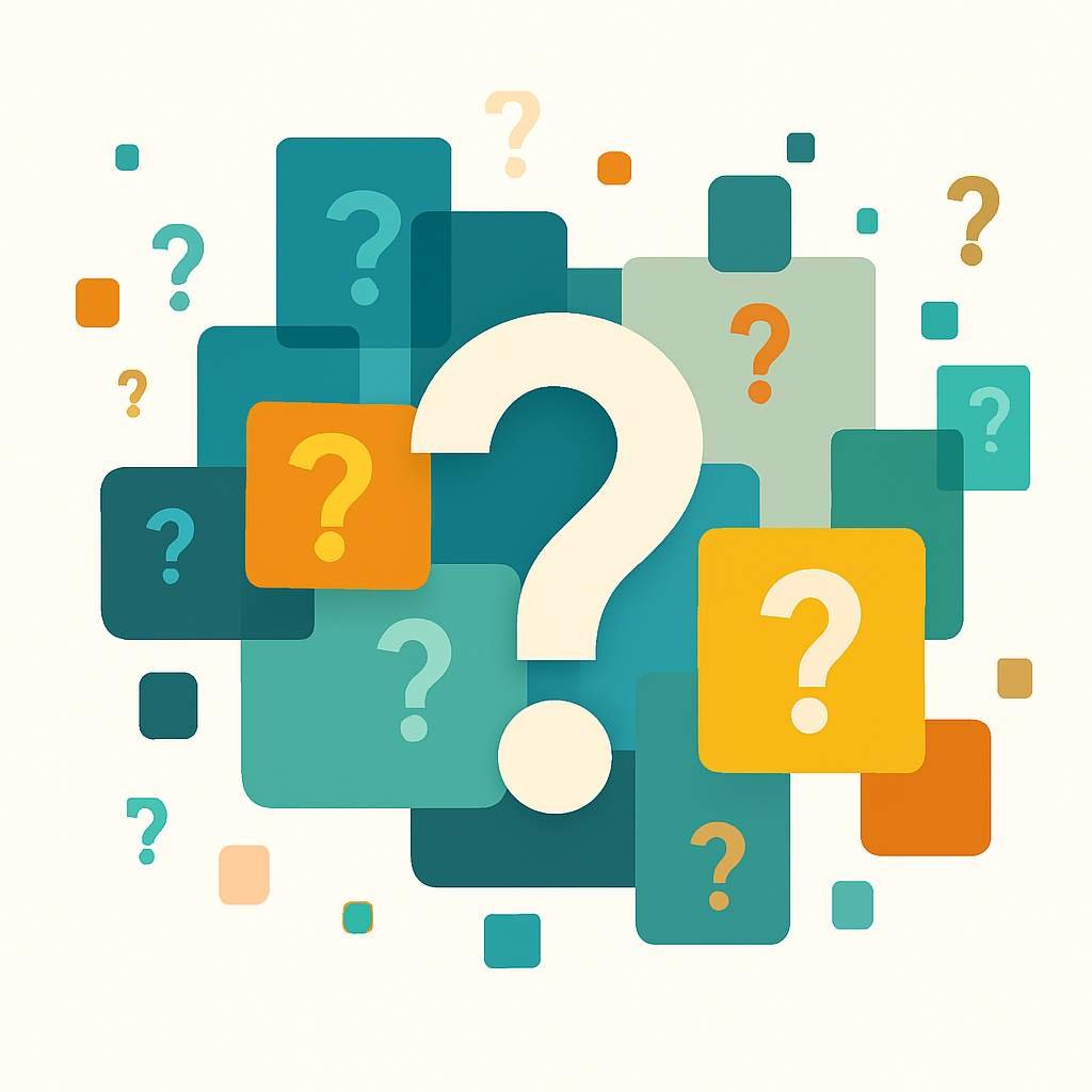 Abstract illustration with question mark patterns symbolizing FAQ section