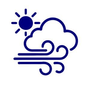 Abstract blue icon representing better indoor air quality with clean filters and components