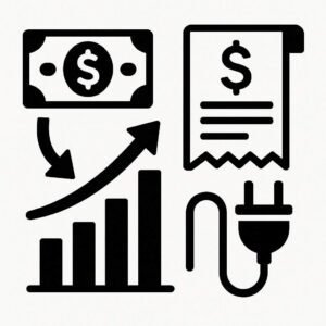 Abstract black and white illustration symbolizing lower energy bills and improved efficiency
