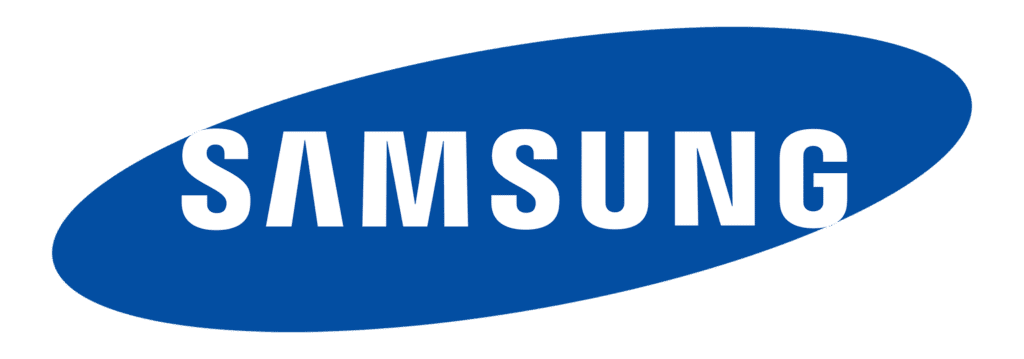 Samsung logo with white text on a blue oval background, representing the global leader in electronics, appliances, and air conditioning systems.