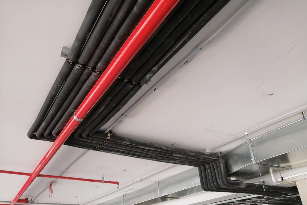 VRF VRV ducted air conditioning system with zone control installation