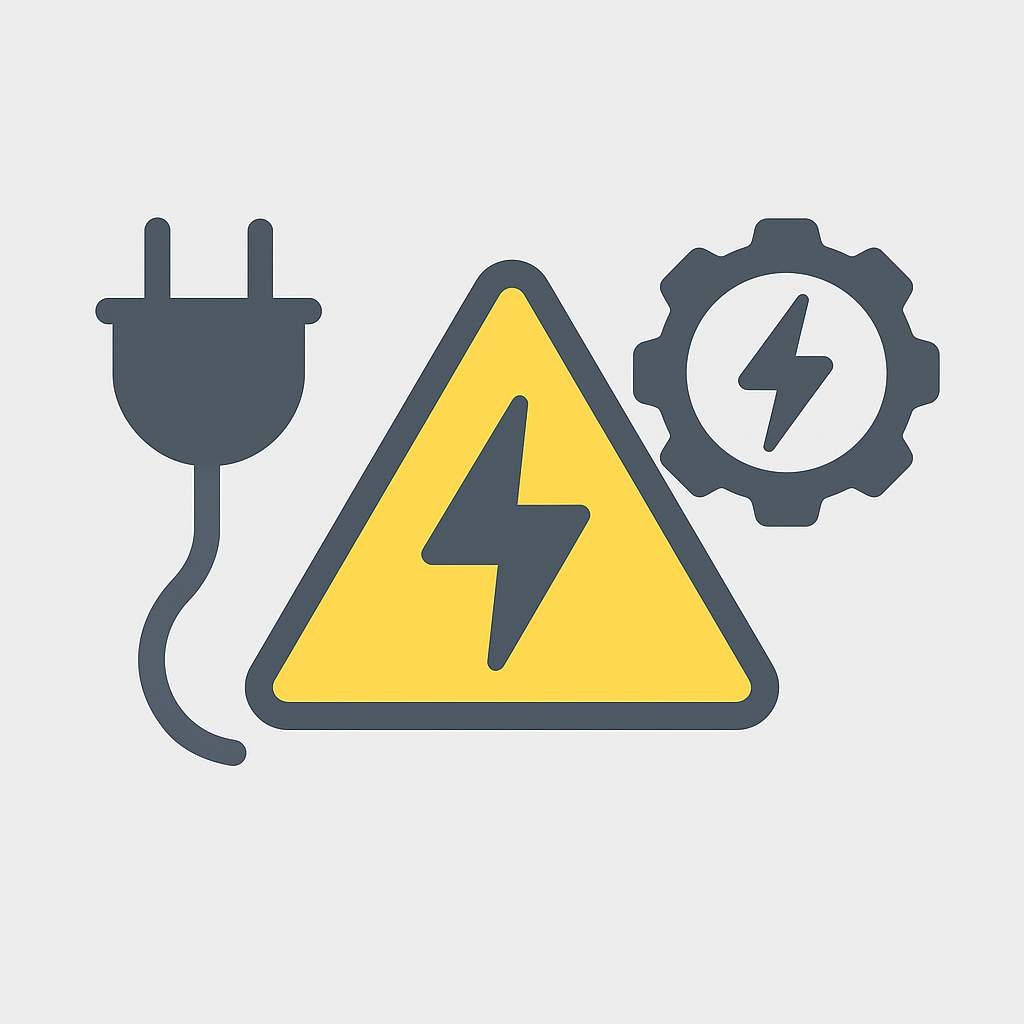 Minimal schematic illustration showing electrical and control fault components in an air conditioning system, including circuit and sensor visuals.